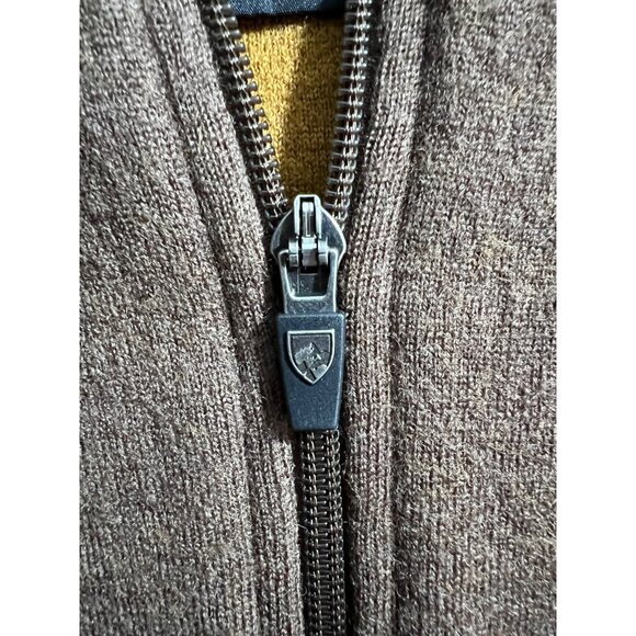 Kuhl Deer Valley Brown Fleece Full-Zip Jacket With Yellow Stripes Mens Size L Wa - Picture 7 of 12